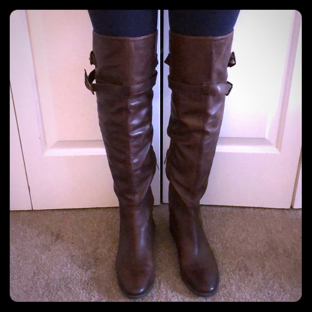 Over the knee brown boots